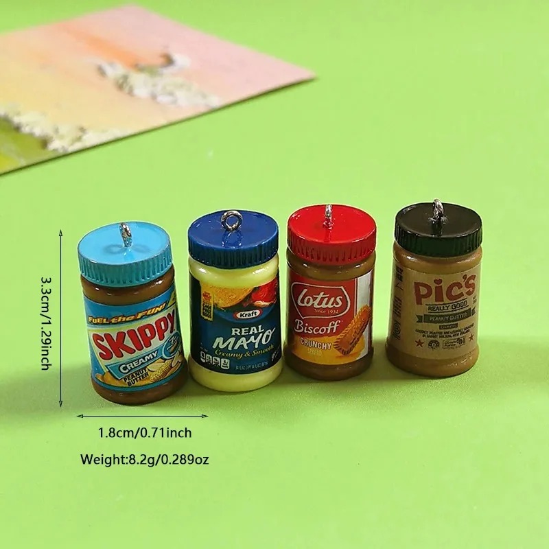 Resin Art Pendant - 10pcs/Pack Miniature Simulation Peanut Butter Bottle