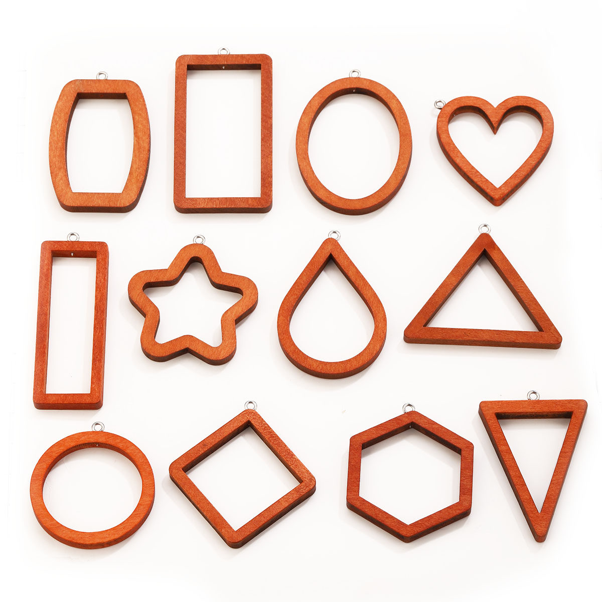 Resin Art Pendant - 10PCS Triangle Rectangle Wood Geometric Charms