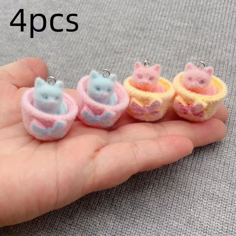 4pcs 3D plush resin cat pendan - Resin Art Pendant recension och pris