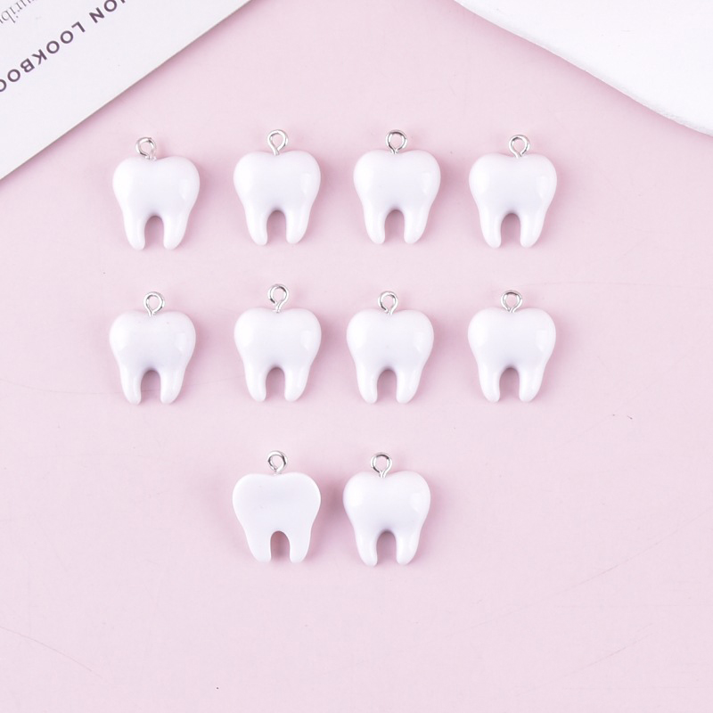 10pcs Cute White Teeth Resin P - Resin Art Pendant recension och pris