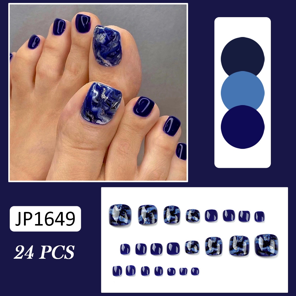 24pcs Glossy Blue False Toenai - Resin Art And Deco recension och pris
