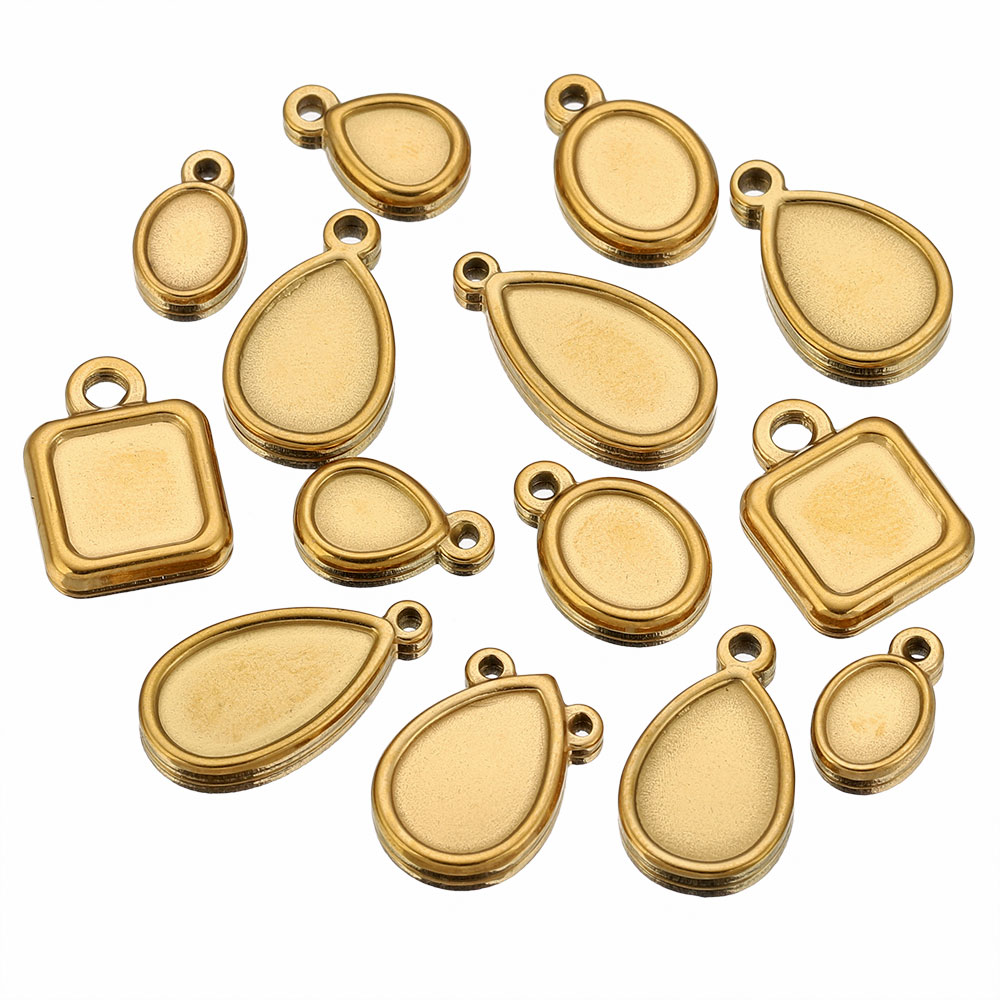 5pcs Stainless Steel Square Dr - Resin Art Pendant recension och pris