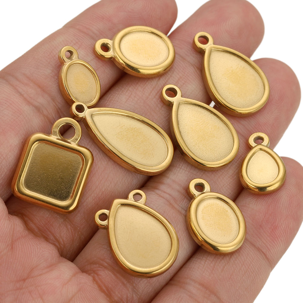 5pcs Stainless Steel Square Dr - Resin Art Pendant recension och pris