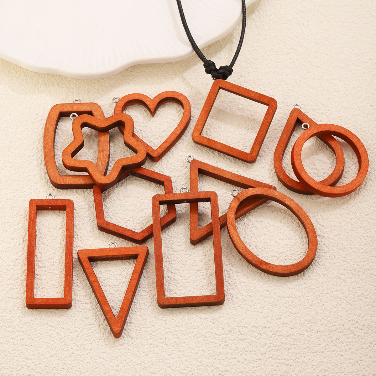 10PCS Triangle Rectangle Wood  - Resin Art Pendant recension och pris