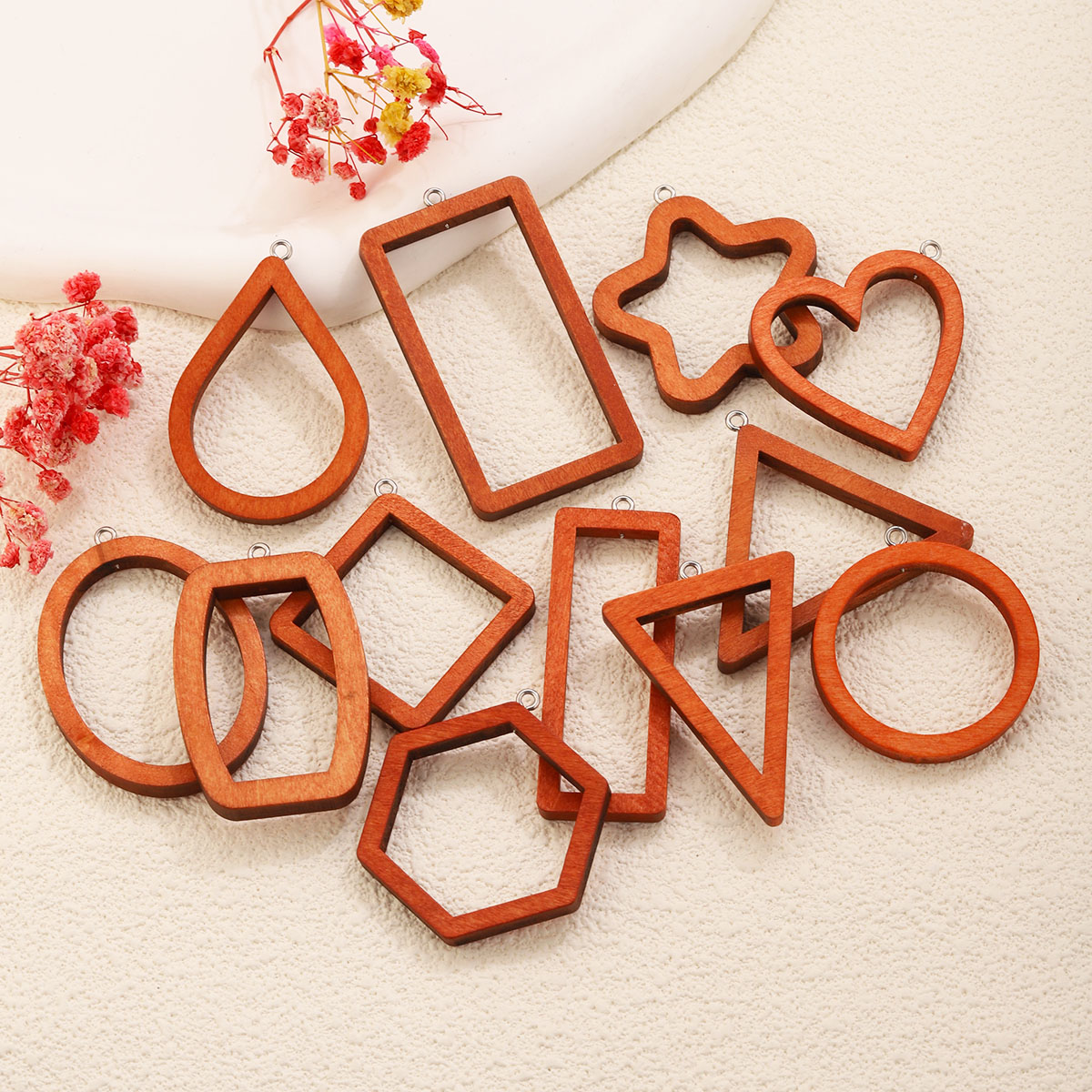 10PCS Triangle Rectangle Wood  - Resin Art Pendant recension och pris