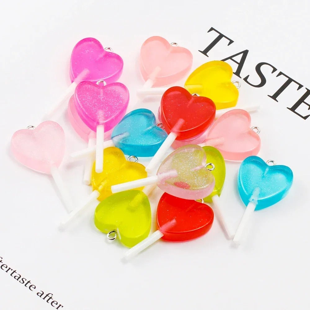 10Pcs Kawaii Sparkly Heart Lol - Resin Art And Deco recension och pris