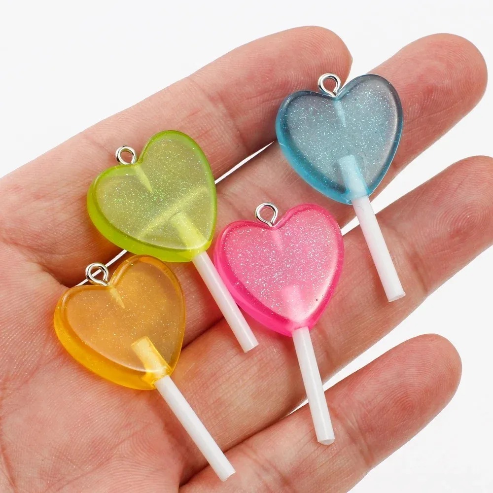 10Pcs Kawaii Sparkly Heart Lol - Resin Art And Deco recension och pris