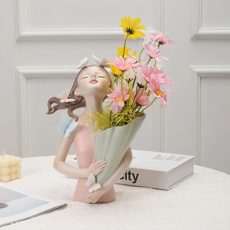 Nordic Flower Girl Art Vase Or - Resin Art Dining Table recension och pris