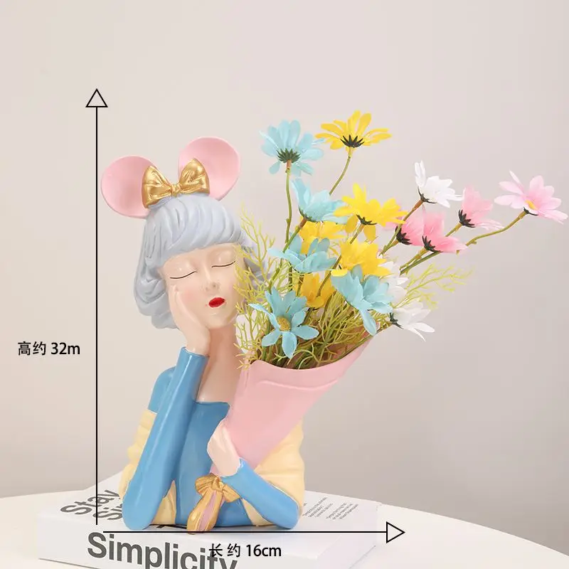 Nordic Flower Girl Art Vase Or - Resin Art Dining Table recension och pris