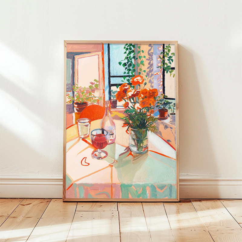 Colorful Impressionist Wall Ar - Resin Art Dining Table recension och pris